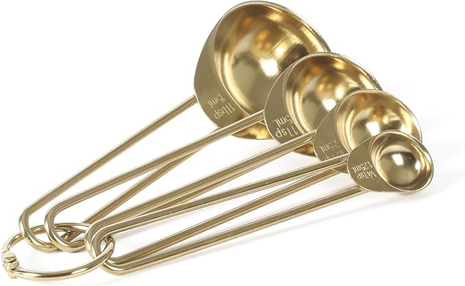 Martha Stewart Richburn 4-Piece Gold Stainless Steel Measuring Spoons Set – Durable and Stylish Kitchen Measuring Tools for Precise Baking and Cooking by MarthaStewart