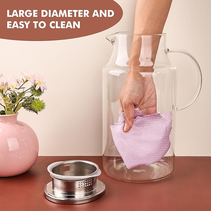 128oz Glass Pitcher with Lid,1 Gallon Glass Water Pitcher Hot/Cold Water Jug, 3.7LJuice and Iced Tea Beverage Carafe with Lid - Image 3