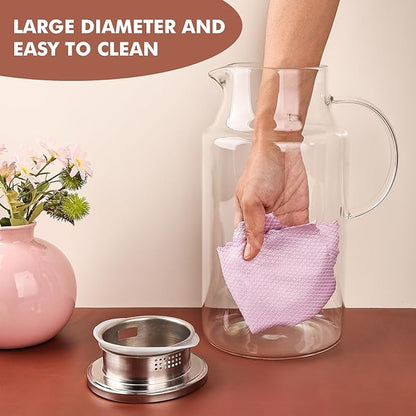 128oz Glass Pitcher with Lid,1 Gallon Glass Water Pitcher Hot/Cold Water Jug, 3.7LJuice and Iced Tea Beverage Carafe with Lid - Image 3