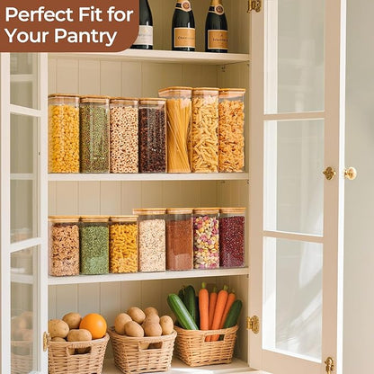 ComSaf 1.9 Qt Glass Storage Containers with Lids, Glass Jars with Lids, Clear Food Storage Jar, Square Canister Set of 3, Pantry Organizers and Storage for Flour Rice Pasta Tea Coffee Bean - Image 6