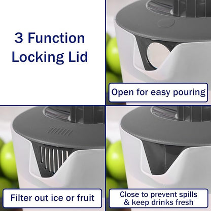 Water Pitcher with Lid 1 Gallon Pitcher, Freezer/Dishwasher Safe, BPA Free & Phthalate Free - Gray