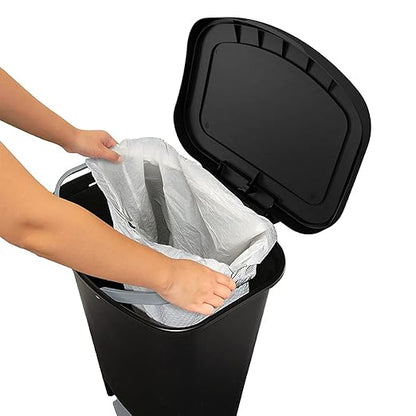 Glad 13 Gallon Trash Can, 2 Pack | Plastic Kitchen Waste Bin with Odor Protection of Lid | Hands Free with Step On Foot Pedal and Garbage Bag Rings, Black, 2 Count