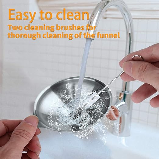Metal Stainless Steel Funnel, Large Medium Small Funnel Set of 3, Food Grade Mini Funnels for Kitchen Use Filling Bottles Flask Cooking, 2 Brushes YLYL - Image 4