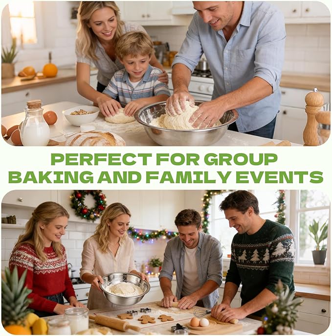 10 PCS Stainless Steel Mixing Bowls 13 Inch 8 Qt Extra Large Metal Basin with Mirror Finish, Heavy-Duty Salad Dough Bowl Kitchen Prep Bowl Dishwasher Safe Dish Tub for Home & Commercial Cooking