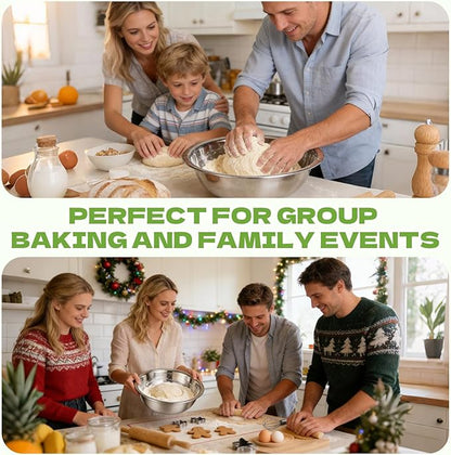 10 PCS Stainless Steel Mixing Bowls 13 Inch 8 Qt Extra Large Metal Basin with Mirror Finish, Heavy-Duty Salad Dough Bowl Kitchen Prep Bowl Dishwasher Safe Dish Tub for Home & Commercial Cooking