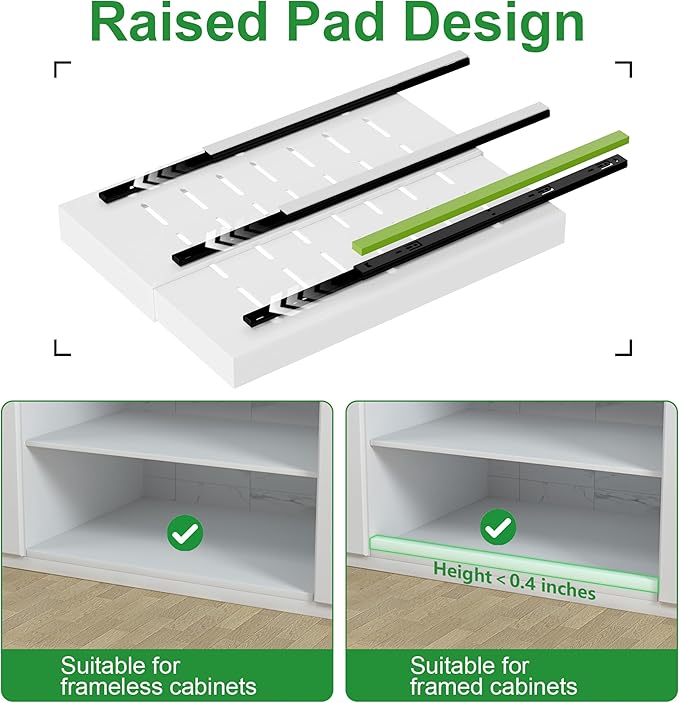 PAKETA 4 Pack Expandable Pull Out Cabinet Organizer, 21'' Deep Pull Out Drawers for Cabinet, Upgrade 3 Slide Rails Sliding Drawers for Cabinets with Adhesive Nano Film (White, 21"D X 9-14"W) - Image 5