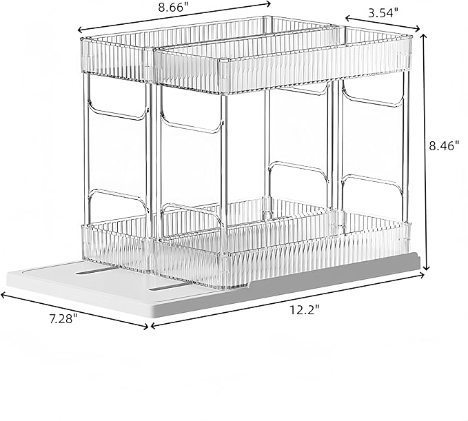 Mustorn Pull Out Spice Rack Organizer for Cabinet, Rotatable 2 Tier Slide Out Seasoning Organizer and Storage Adhesive Vertical Spice Rack Shelf Pullout for Kitchen Cabinets(2 Drawer, Acrylic) - Image 6