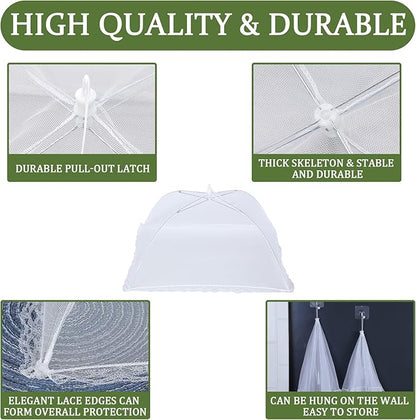 ZMCINER 5 Pack Food Tents Food Covers for Outdoors Mesh Screen Include 1 Extra Large (40"X 24") & 4 Standard (17"X 17") Collapsible and Reusable Mesh Food Covers for Outside, Fruit Cover - Image 5