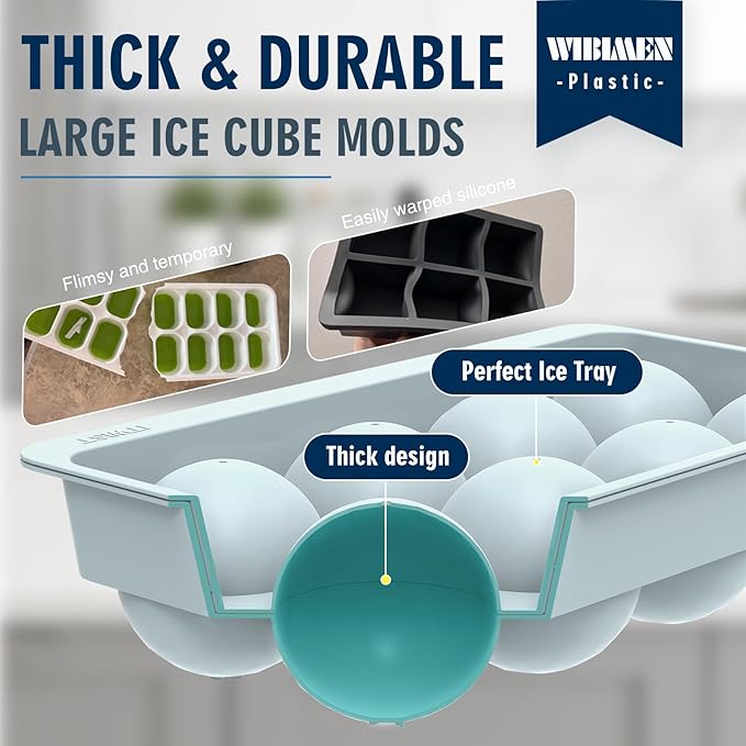 Large Ice Ball Maker Mold, 2.5" Round Ice Cube Mold for Whiskey Bourbon Cocktail, 8 Balls, Sphere Ice Mold, Big Ice Cube Tray with Container and Tongs, Easy to Fill & Release - Image 6
