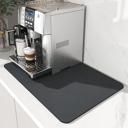 AMOAMI Coffee Mat - Hide Stain Rubber Backed Absorbent Dish Drying Mat for Kitchen Counter - Fits Under Coffee Maker or Machine by AMOAMI