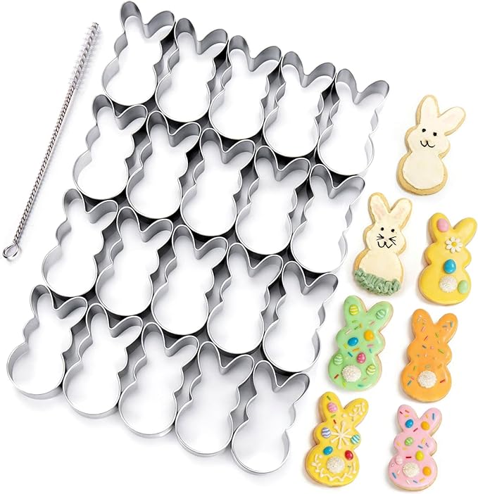 AIERSA Mini Bunny Cookie Cutter,Small Easter Cookie Cutters,1.2 Inch Tiny Rabbit Shaped Cracker Cutter,20 Cavity Metal Stainless Steel Easter Cracker Cutters
