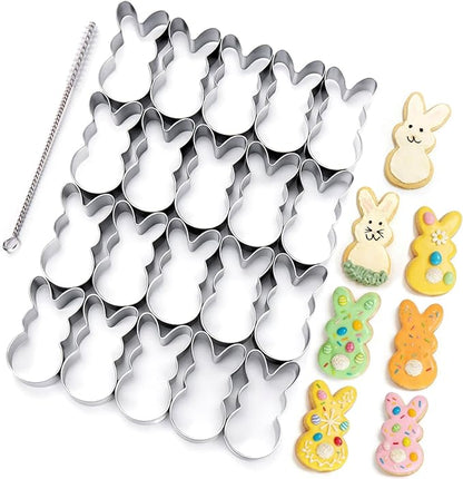AIERSA Mini Bunny Cookie Cutter,Small Easter Cookie Cutters,1.2 Inch Tiny Rabbit Shaped Cracker Cutter,20 Cavity Metal Stainless Steel Easter Cracker Cutters