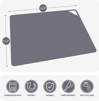 WK Flexible Plastic Cutting Boards for Kitchen, Cutting Board Mats Set of 5, Nonslip Cutting Board for Meat, Thin Cutting Sheets with Hole, Dishwasher Safe, BPA Free, 14.5x11.5" - Image 3