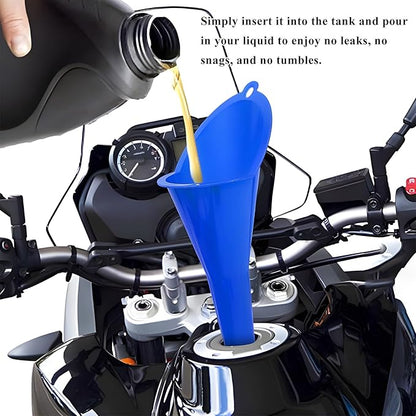 2 PCS Oil Funnel, Multi-Purpose Plastic Long Neck Oil Funnel, Automotive Use Funnels for Filling Oils Lubricants Water Diesel, Kitchen Funnels for Filling Bottles Jars (Blue+Red)