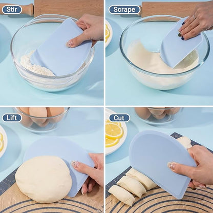 Silicone Dough Scraper with Stainless Steel Sheet, Curved Edge Flexible Bowl Scraper for Baking, Food Grade Silicone Bench Scraper for Sourdough Bread Proofing Basket, 5.98" × 4.3", Blue, SAPID - Image 5