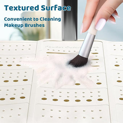 Bathroom Sink Cover for Counter Space, Foldable Silicone Sink Mat Makeup Organizer Mat Space Saver, Women’s Gifts for Christmas RV Camper Travel Must Haves Accessories - Large, Pearl