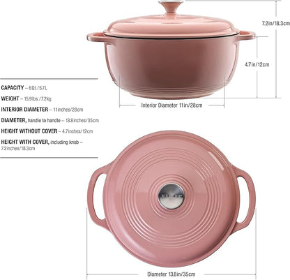 Mercer Culinary Enameled Cast Iron Round Dutch Oven, 6 qt., Pink - Image 5