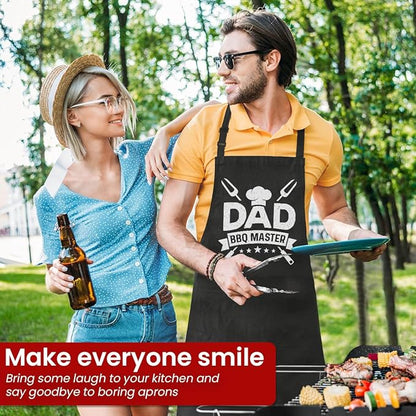 SANDJEST Funny Mens Aprons with Pockets for BBQ Grilling Cooking Grandpa Husband Apron for Birthday Christmas Father's Day