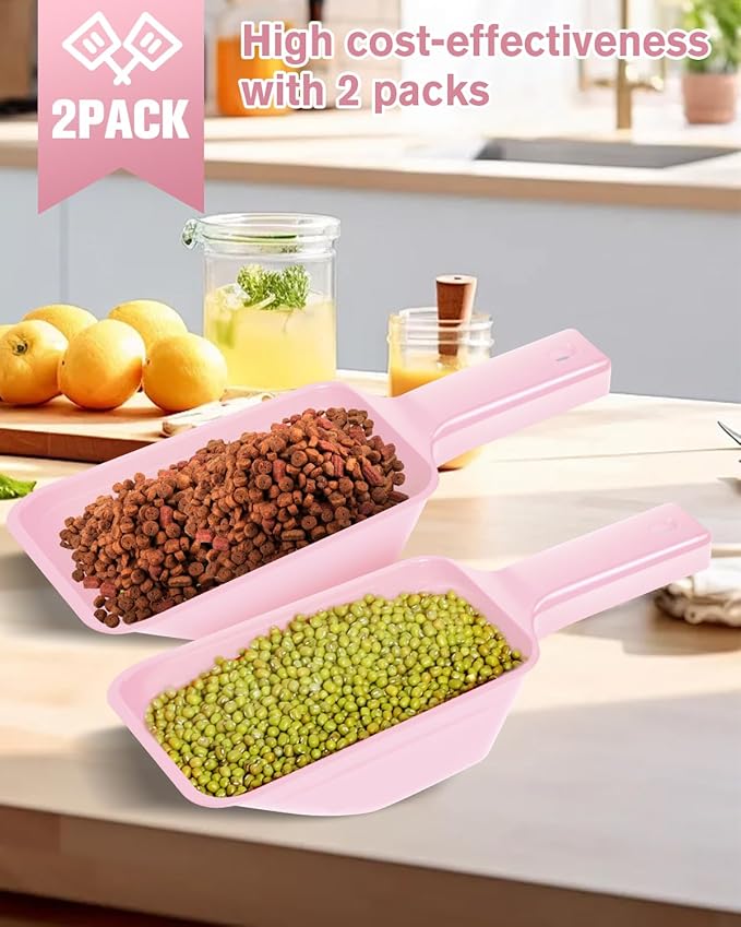 2 Cup Dog Food Scoop(2 Pack), Plastic Pet Food Scoop with Measuring Lines for Accurate Pet Food Portions,Dishwasher Safe (Pink) - Image 6