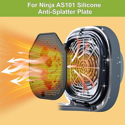 2 PCS Silicon Splatter Shield for Ninja Crispi Pro Air Fryer, Heat-Resistant Splatter Screen for Ninja Crispi Pro Accessories, AS101CY/AS101LG/AS101DG Replacement Parts Protects Kitchen from Oil