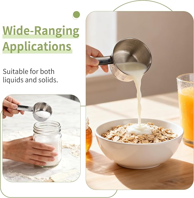 Measuring Cups 4 Pieces, Stainless Steel Measuring Cups, Stackable Design with Metal Handle for Dry and Liquid Ingredients, Ideal for Cooking & Baking - Image 5