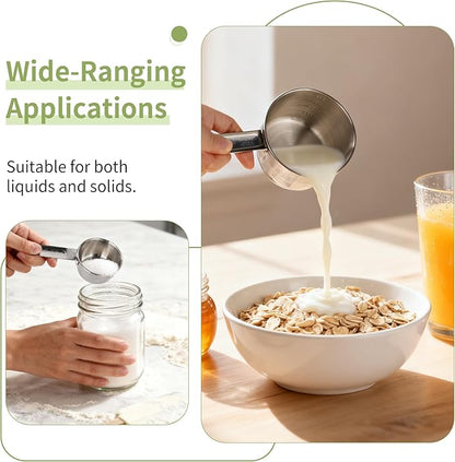 Measuring Cups 4 Pieces, Stainless Steel Measuring Cups, Stackable Design with Metal Handle for Dry and Liquid Ingredients, Ideal for Cooking & Baking - Image 5
