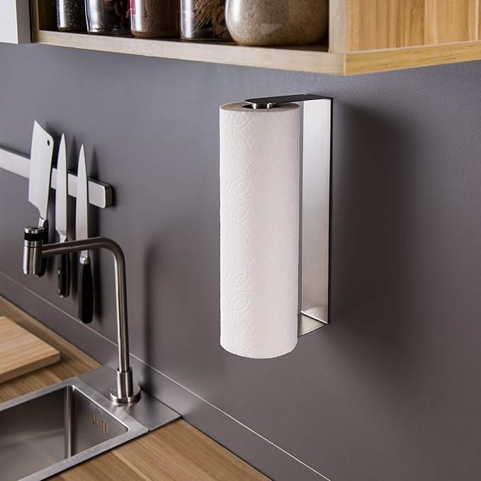 ZUNTO Paper Towel Holder Under Cabinet Self Adhesive Paper Towel Rack (No Drilling), Stainless Steel Wall Mount Paper Towel Holder, Rustproof, Easy Tear - Image 3