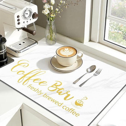 Findosom Dish Drying Mat, 16"x 24" Super Absorbent & Hide Stain Coffee Mat, Cuttable Drying Mat for Kitchen Counter, Coffee Bar Accessories, Under Dish Rack, Coffee Maker, Espresso Machine, White - Image 5