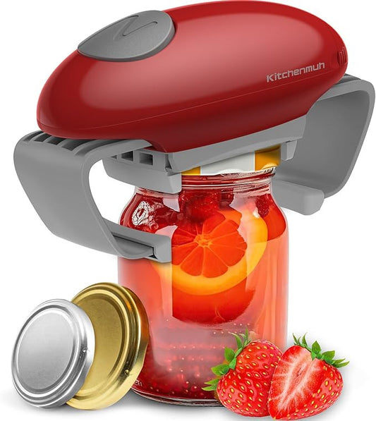 Higher Torque Electric Jar Opener for Seniors with Arthritis Fit Almost Jars Size, Strong Tough Automatic Jar Opener for Weak Hands, Hands Free Battery Operated Bottle Opener for Arthritic Hands Red by Home