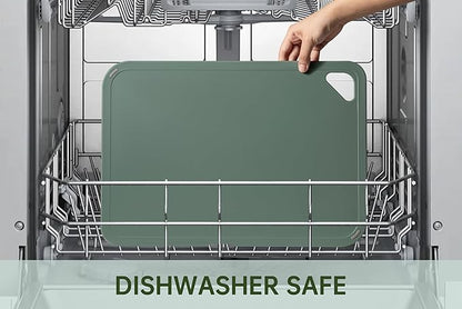 THETCHRY Plastic Cutting Board Set of 4, Extra Large Cutting Board for Kitchen with Non-Slip, Large -Small Chopping Board for Cooking, Bpa Free, with Grip Handle,Green - Image 6