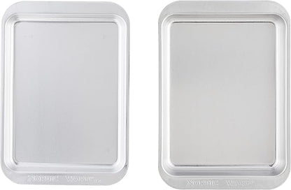 Nordic Ware Naturals 3 Piece Compact Pan Set, Toaster Oven, Counter Ovens, Air Fryer and Broiler Safe, Size for 1-2 Portions - Includes Baking Sheet, Broiling Rack and Rectangular Pan