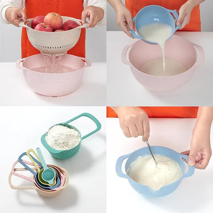 Plastic Mixing Bowls Set 8/10 PCS with Measuring Spoon, Colorful Serving Bowls for Kitchen, Ideal for Baking, Prepping, Nesting Bowls for Space Saving Storage (Wheat) - Image 9