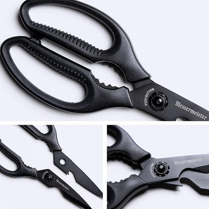 Messermeister 9-Inch Push Button Take-Apart Shears - High-Carbon Stainless Steel & Soft-Grip Handles - Includes Nut Cracker & Bottle Opener - Image 4