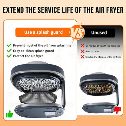 2 Pcs Air Fryer Splatter Screen for AS101DG Air Fryer, Reusable Heat-Resistant Oil Splash Guard, Glass Air Fryer Accessories