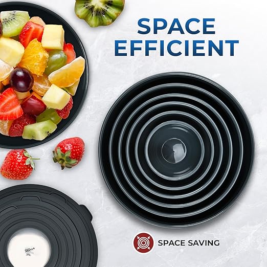 Bakken Master 12 Piece Plastic Nesting Bowls with Lids - Mixing Bowls Set includes 6 Prep Bowls and 6 Lids, BPA-Free, Reusable Meal Prep Containers, Microwave, Freezer & Dishwasher Safe, Gray - Image 3
