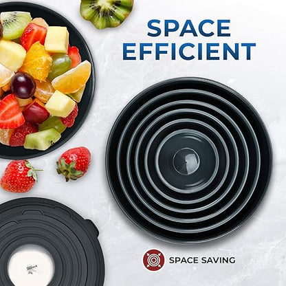 Bakken Master 12 Piece Plastic Nesting Bowls with Lids - Mixing Bowls Set includes 6 Prep Bowls and 6 Lids, BPA-Free, Reusable Meal Prep Containers, Microwave, Freezer & Dishwasher Safe, Gray - Image 3