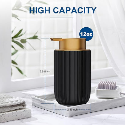 Ceramic Foaming Soap Dispenser, 12 oz Bathroom Foam Hand Soap Dispenser, Refillable Lotion Soap Dispenser with Removable Pump for Kitchen Hand Wash Dispenser, Modern Home Decor(2Pack-Black)