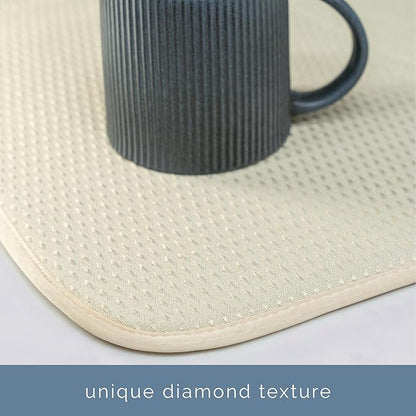 S&T INC. Dish Drying Mat XL, 18” x 24”, Absorbent Microfiber Kitchen Counter Mat, Drying Pad for Dishes, Utensils, Pots and Pans, Extra Large, Diamond Texture, Cream - Image 3