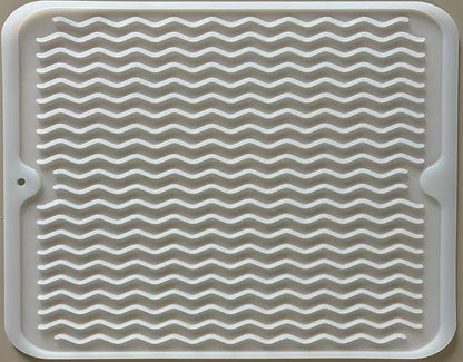 Large 14" x 11" Silicone Dish Drying Mat for Kitchen Counter, Easy clean, Quick Dry, Heat-resistant Dish Drainer Mat for Sink,Refrigerator or Drawer liner (Food Grade Silicone-Translucent) by MODENGKONGJIAN