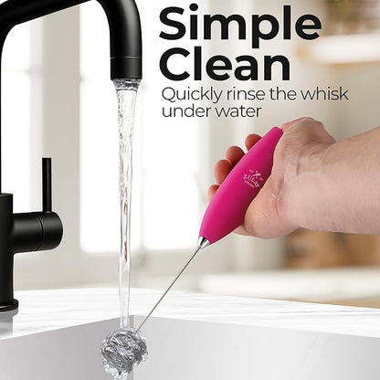 Zulay Kitchen Patented Tornado Triple Whisk Milk Frother with 4 Duracell Batteries – Handheld Foam Maker for Coffee, Lattes, Matcha & Hot Chocolate – Rich, Creamy Froth in Seconds - Pink & Gold - Image 9