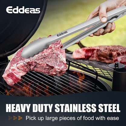 Grill Tongs, 600 Degrees Heat Resistant 17 Inch Extra Long BBQ Tongs, All Metal Kitchen tongs, Heavy Duty Stainless Steel Locking Tongs for Cooking, Grilling, Barbecue/BBQ, Buffet, 2 Pack - Image 4