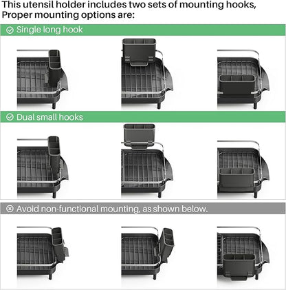 SNTD Dish Drying Rack, Expandable Dish Rack for Kitchen Counter, Stainless Steel Dish Drainer with Drainboard Set and Utensil Holder (Black) - Image 9
