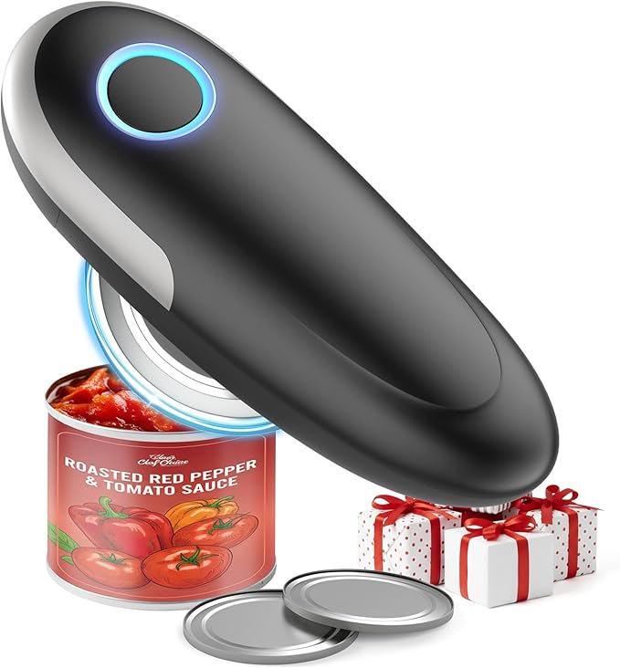 Electric Can Opener, One-Touch Automatic Can Opener for Seniors with Arthritis, Smooth Edge, Hands-Free, Battery Powered, Portable & Compact, Food Safe Electric Can Openers for Kitchen (Gray) by Himviod