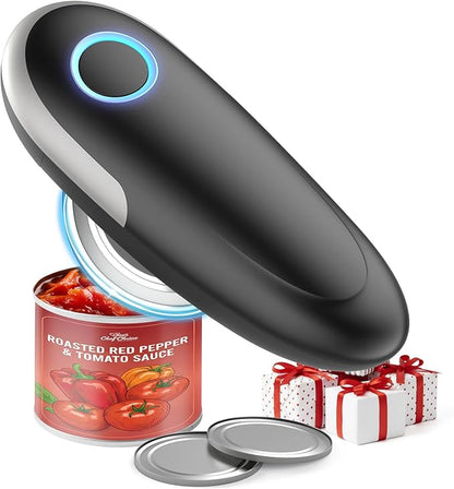 Electric Can Opener, One-Touch Automatic Can Opener for Seniors with Arthritis, Smooth Edge, Hands-Free, Battery Powered, Portable & Compact, Food Safe Electric Can Openers for Kitchen (Gray) by Himviod