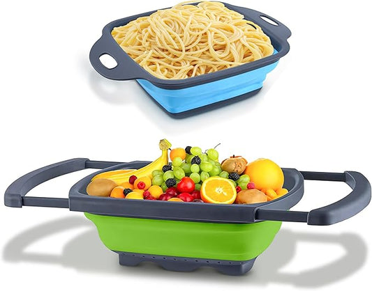 Silicone Collapsible Colander Sink Colander Collapsible Camping Versatile Collapsible Strainer Sink strainer basket over Sink Strainer
