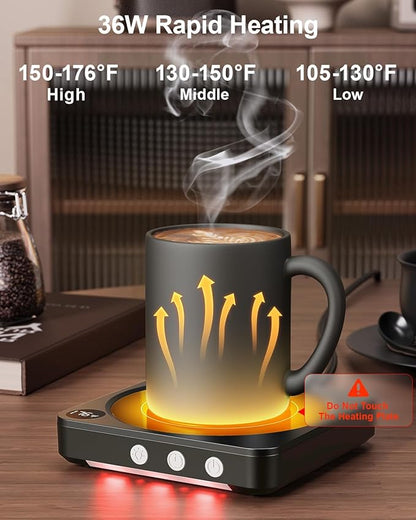 Mug Warmer - 36W Coffee Mug Warmer for Desk with Temperature Display, 2-12Hrs Auto Shut Off, Smart Candle Warmer - Ideal Coffee Gifts Accessories Keep Beverages Coffee Warmer (Black) - Image 3