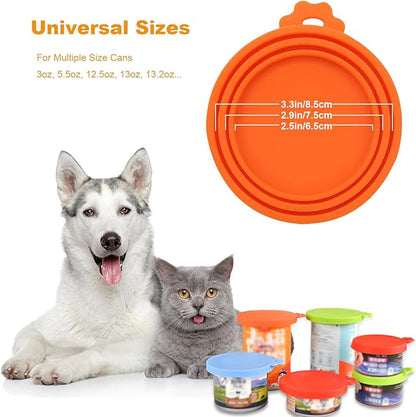Yobbai 6 packs Pet Food Can Lids, Food Safe BPA-Free & Dishwasher Safe, Can Covers with 1 Spoon Can Openers Most Standard Size Dog and Cat Can Tops
