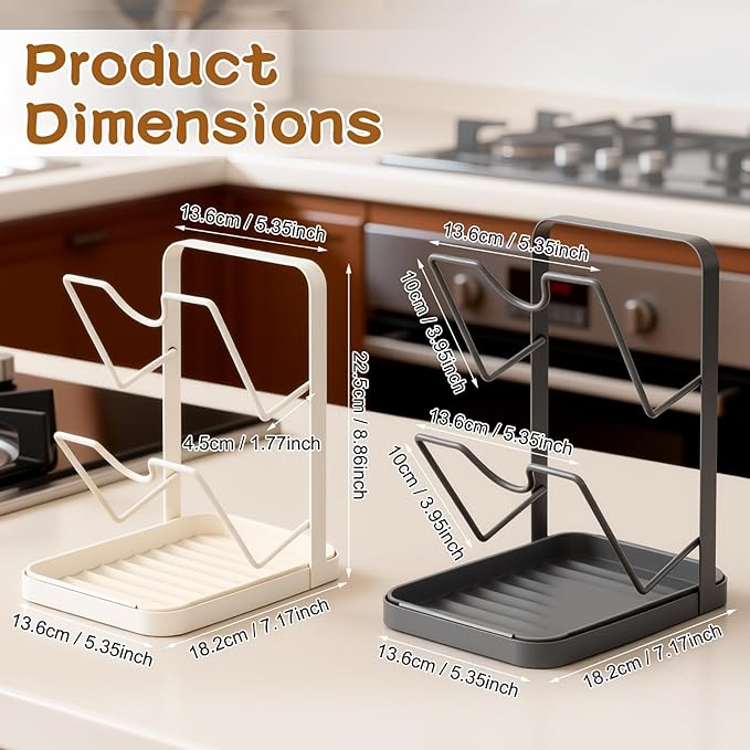 Kitchen Pot Lid Storage Rack,Pot Lid Organizer,Kitchen Pot Lid Holder While Cooking,Space-Saving Lids Racks,Multifunctional Kitchen Pots Lids Organizer for Countertop(Gray) - Image 7