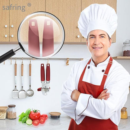Safring Can Opener Manual, Handheld Strong Heavy Duty Stainless Steel Can Opener, Comfortable Handle, Sharp Blade Smooth Edge, Can Openers with Multifunctional Bottle Opener, Red - Image 7
