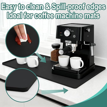 Silicone Coffee Mat, 24"X16" Heat-Resistant,Eco-friendly,Hygienic Drying Pad,Leak-Proof and Non-Slip,Removable Silicone Mat with Concave and Convex Design,（Black 24X16） - Image 2